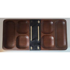 Shield's Vintage Desk Dresser Organizer Mens Wood Valet Tray Mid Century Modern